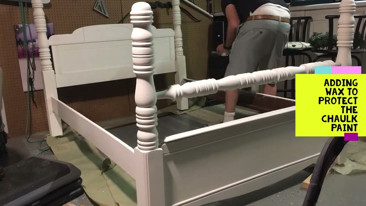 Refurbish old bed frame with white chalk paint