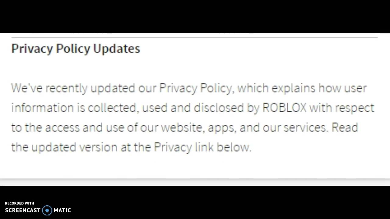 Roblox Privacy Policy Updates Youtube