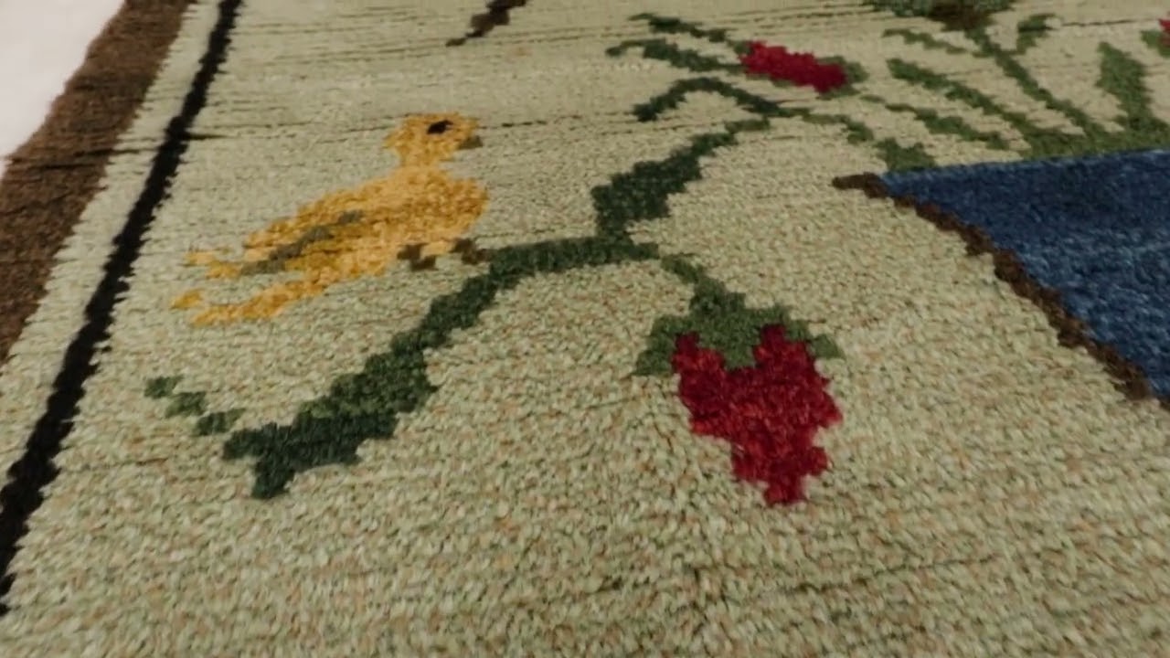 Signed Vintage Swedish Rya Rug, Scandinavian Folk Art Pictorial - Rug & Kilim -34825