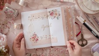 Plan With Me: April 2023 Romantic Floral Bullet Journal Theme Set Up screenshot 4