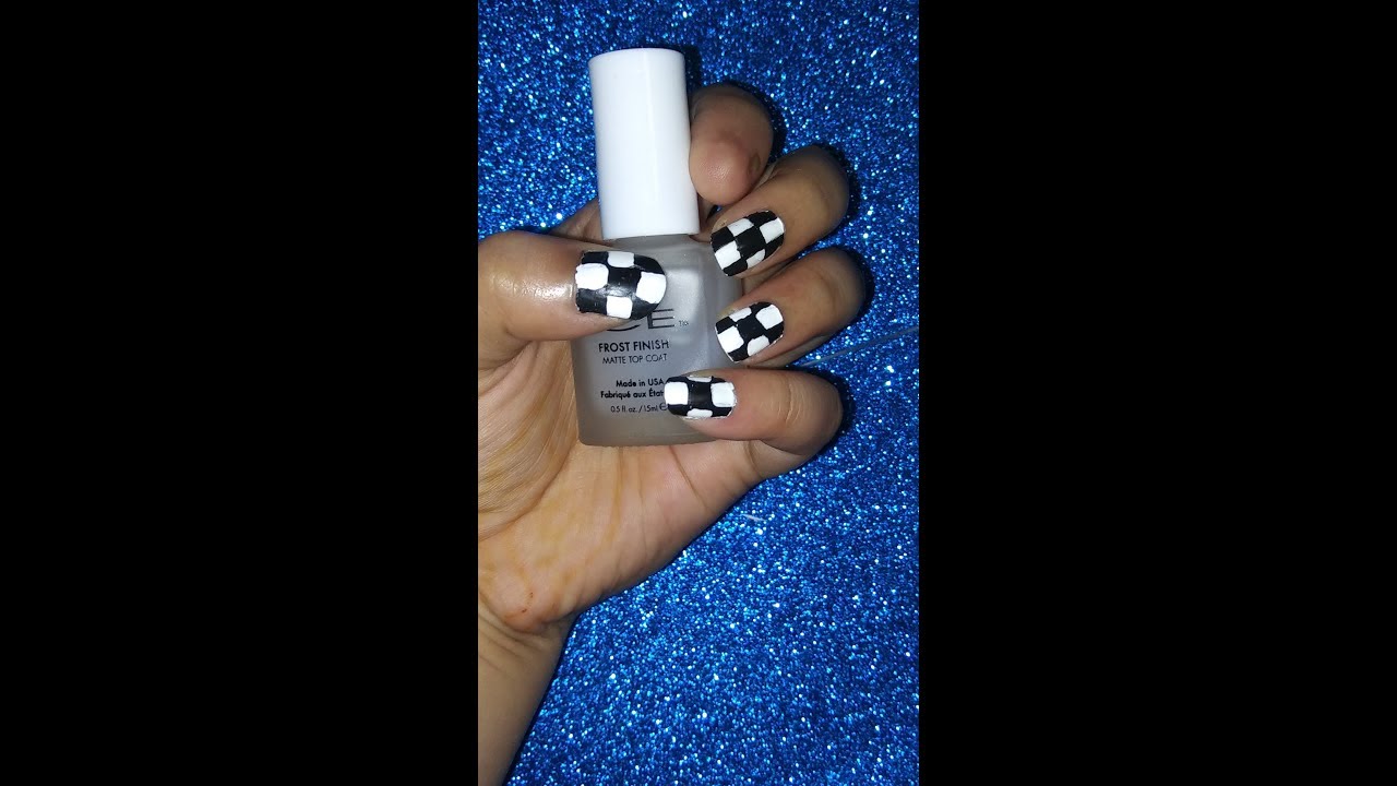 DIY Chessboard Nail Art Easy checker Pattern Nail Art YouTube