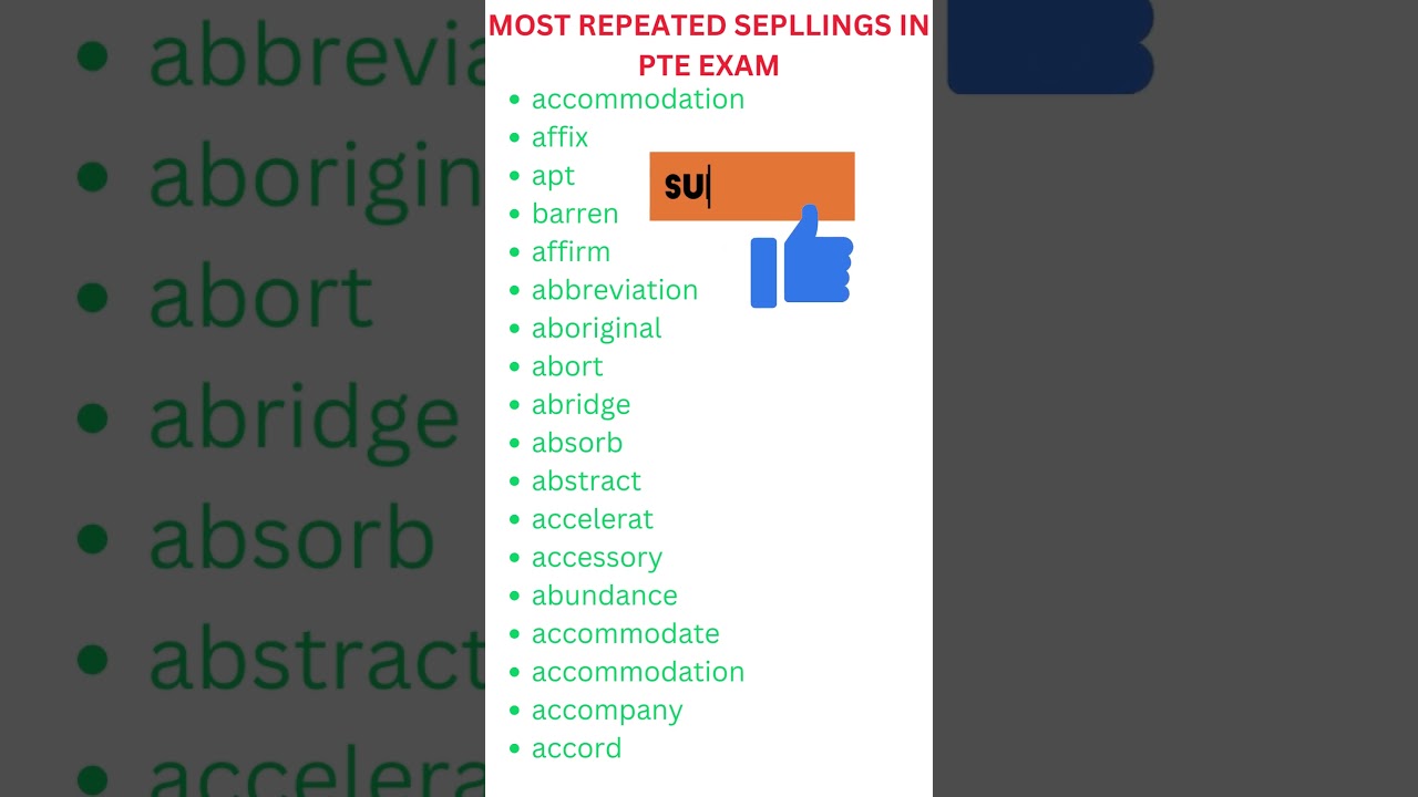 MOST REPEATED SPELLINGS PTE