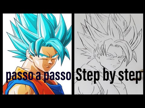 HOW TO DRAW / COMO DESENHAR GOKU SSJ BLUE - PASSO A PASSO 