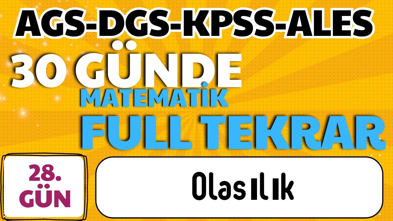30 GÜNDE FULL TEKRAR  MATEMATİK KAMPI 28. GÜN  #ags #dgs #kpss #ales #matematik