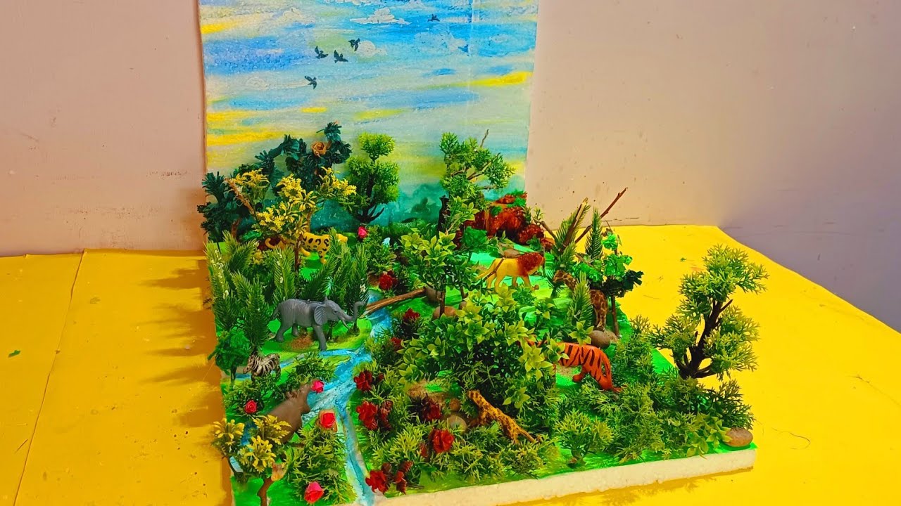 Forestation model making project | Best Forest (Jungle) model with wild animals | How to make Forest
