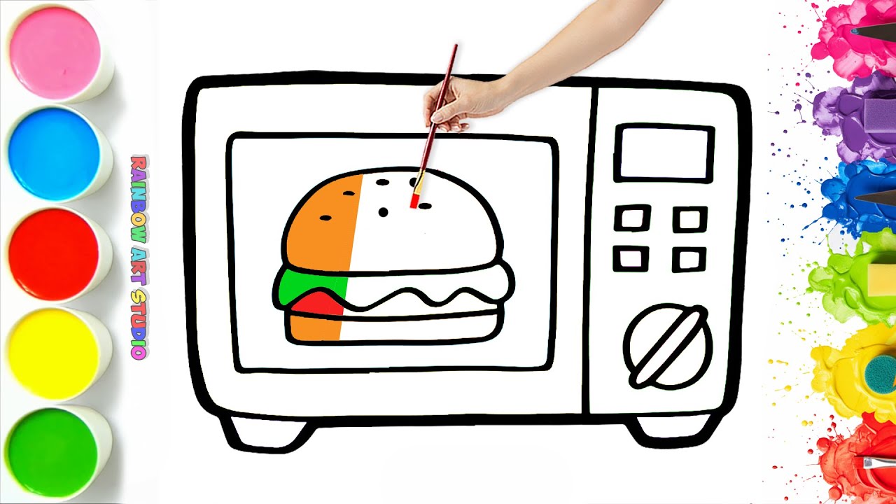 🍔🎨 How To Draw A Delicious Hamburger Inside A Microwave | Easy Step By Step Tutorial #73