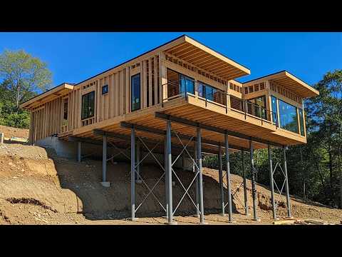 This man is building a magnificent steel-framed house on a deserted cliff! @LankHome‬