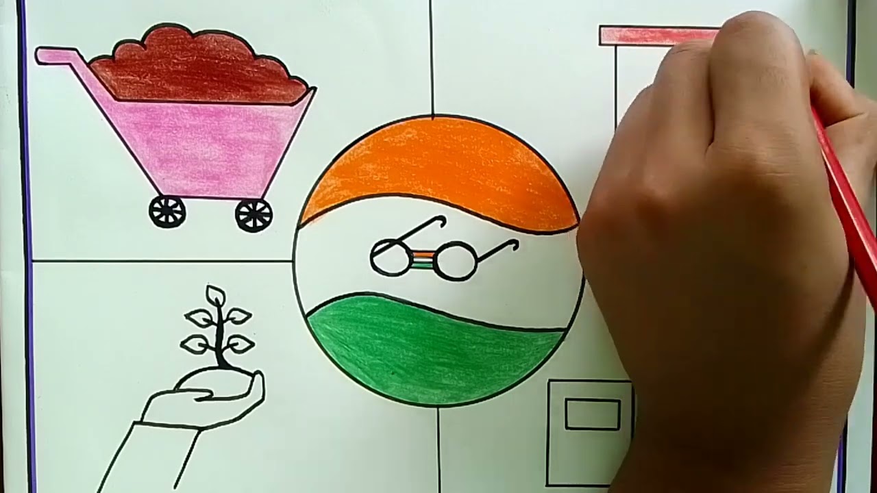 Clean India Green India Poster Drawing Easy // Swachh Bharat Abhiyan Poster Drawing Step by Step