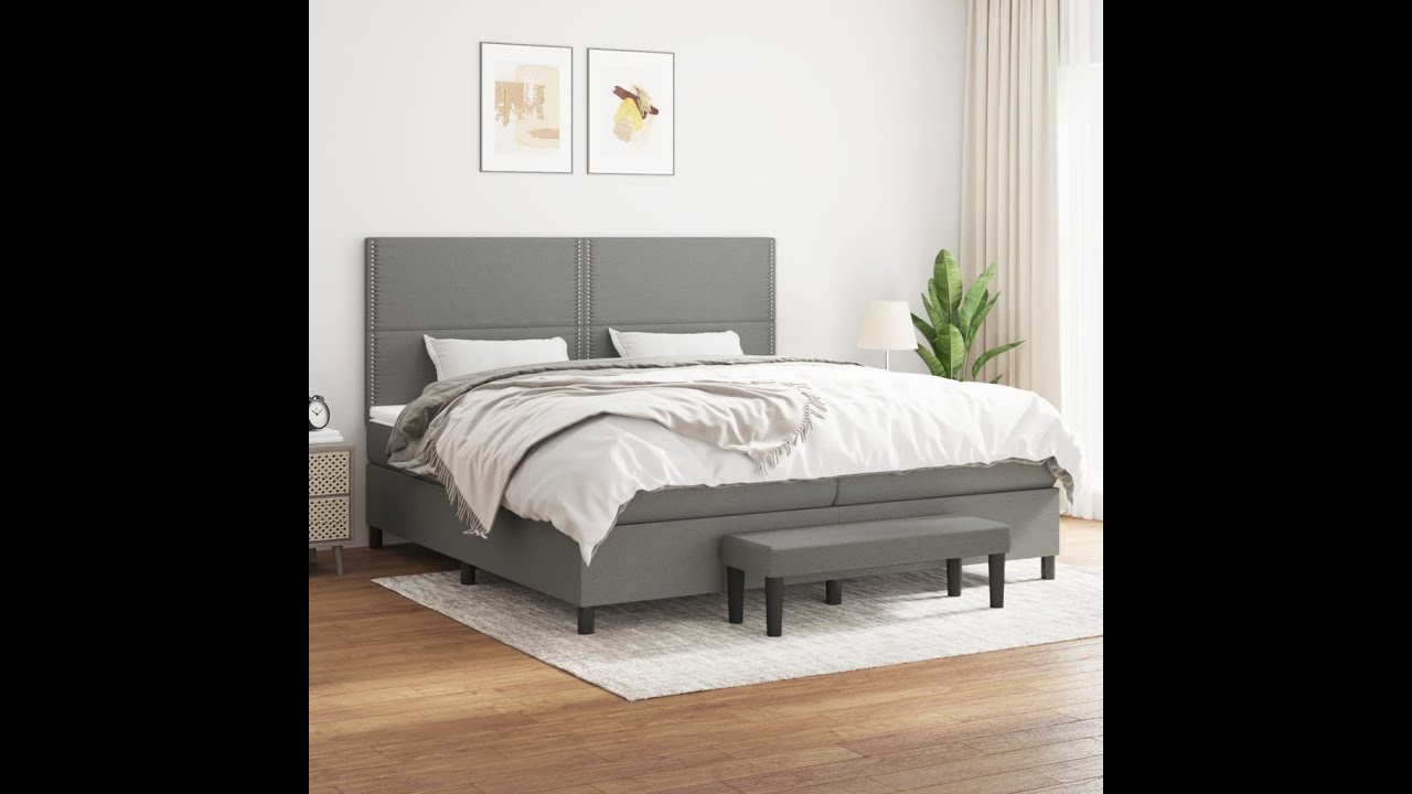 Boxspring met matras stof donkergrijs 200x200 cm