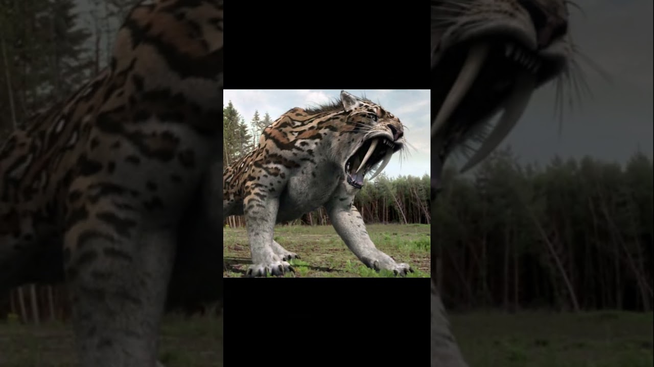 2023 Smilodon tiger 🐯🐯 V/s 5000 bce Smilodon tiger mythical biology #shortvideo #viral