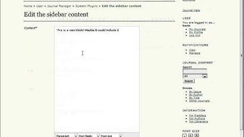 PKPSchool: OJS for Journal Managers: Custom Blocks