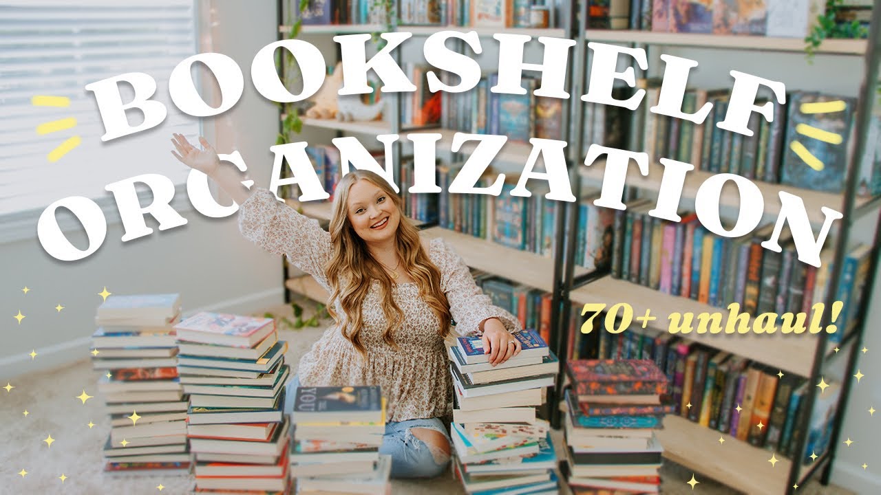 BOOKSHELF ORGANIZATION & BOOK UNHAUL \\ spring refresh, new fantasy shelves & 70+ book unhaul! ✨