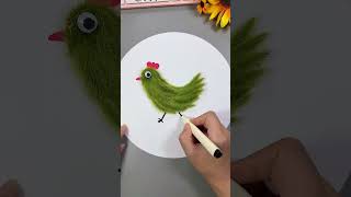 Pick foxtail grass and peanut shells to make a beautiful creative painting Happy Chicken#handmade