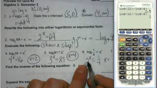 Algebra 2 - Unit 4 - Quiz #2 Preview