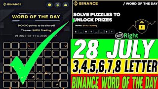Binance Word of the day today Crypto Bitcoin theme Demo Trading wotd wodl answer 28 July 2026 screenshot 2
