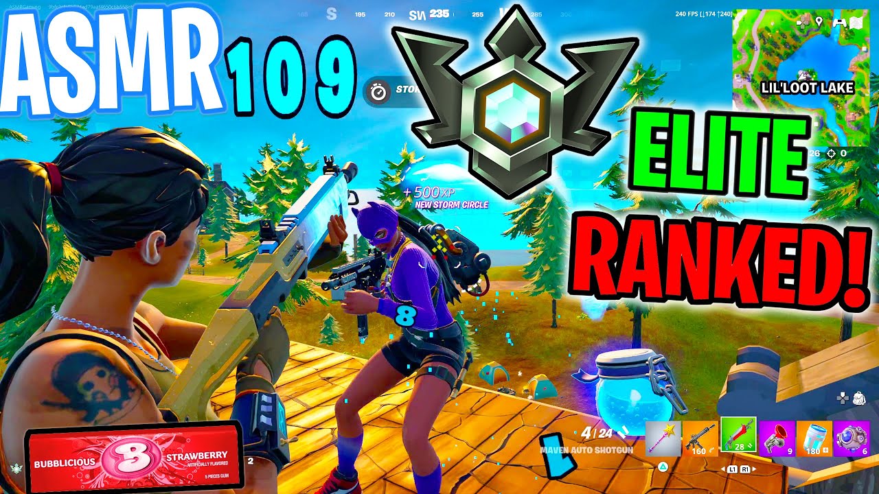 ASMR Gaming 🤩 Fortnite Ranked Elite Tryhard! Gum Chewing 🎮🎧 Cozy Controller Sounds + Whispering 😴💤