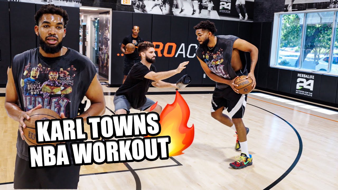 ⁣Karl Anthony Towns NBA Workout with Jabari Walker on Counters & using your eyes vs Defenders