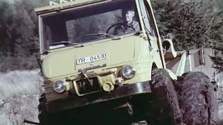 The Unimog in the wood harvest  Historical advertising film with Werner Uniknick & cable winch