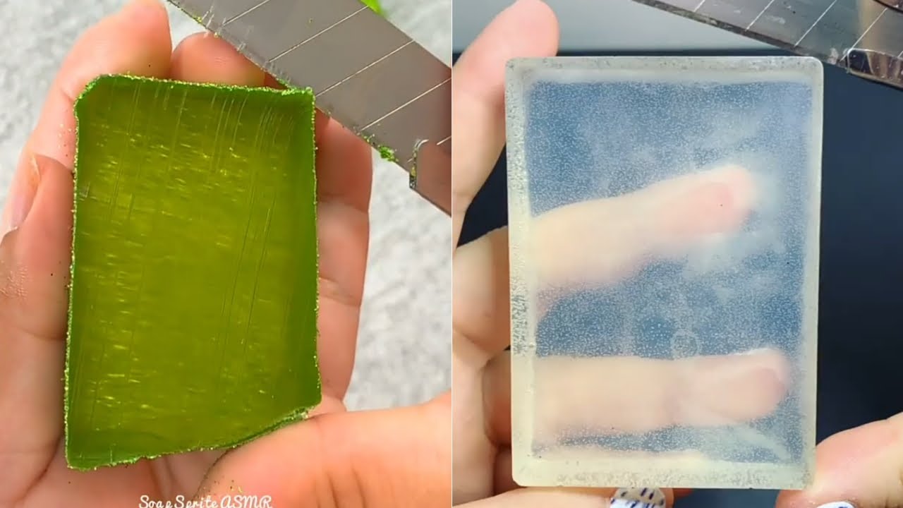 1 Hour Of Only Clear Glycerin Soap!The Most Satisfying Soap Cutting!Oddly Satisfying ASMR! #9