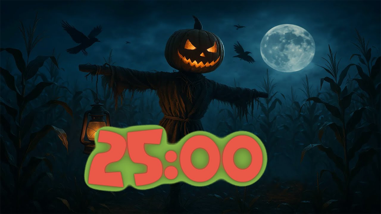 25 Minute Halloween Timer Countdown with Music and Alarm 🎃🐦‍⬛ - YouTube