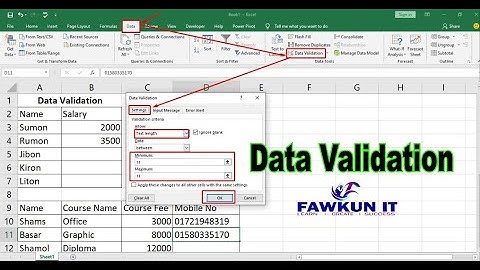 Data Validation - MS Excel 2019