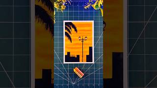 Golden Sunset Cityscape with Street Lamp | Gallery Soft Oil Pastels Drawing Step by Step #shorts screenshot 1
