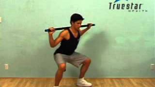 Body Squat -- Legs Apart Weighted Bar Young Adult Male