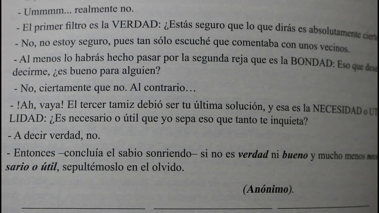 Lectura "Los Tres Filtros o Rejas (o Tamices)"