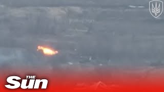 Ukrainian troops attack and destroy Russian military vehicles