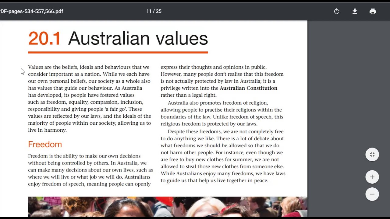 Yr 7 Lesson 2: Chapter 20.1 - Australian Values Part 1 (Textbook Read ...