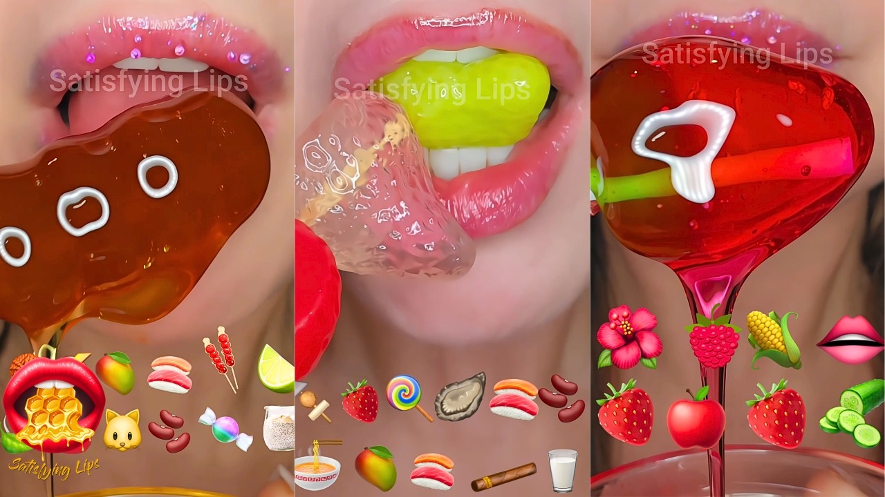 30 Minutes Of ASMR Satisfying Eating Emoji Food Challenge