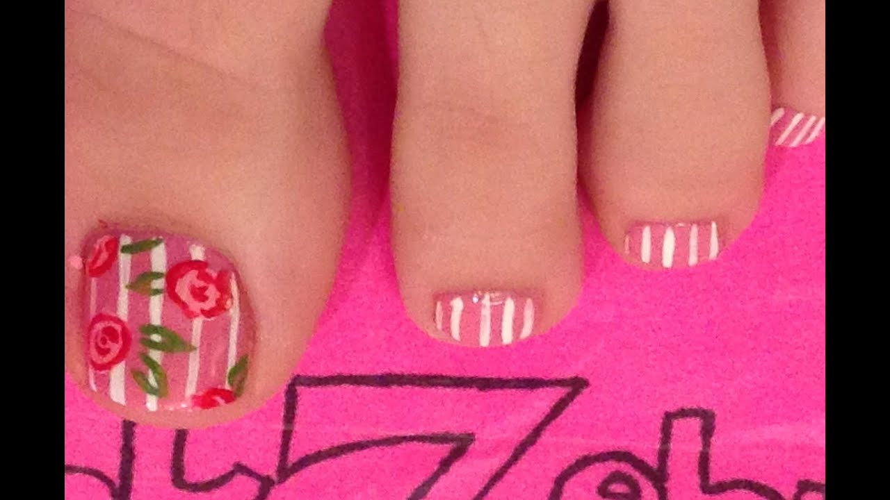 Vintage Wallpaper Toe Nail Art Tutorial - YouTube