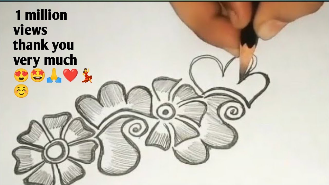 Arabic mehndi design on paper|| mehndi design with pencil on paper|| Easy Mehndi || Design ||