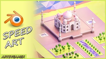 Taj Mahal Low Poly - Blender 2.8 speed tutorial 3D Modeling and Rendering