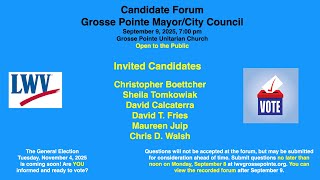 Grosse Pointe City Mayor\/Council Candidate Forum Sept. 9, 2025