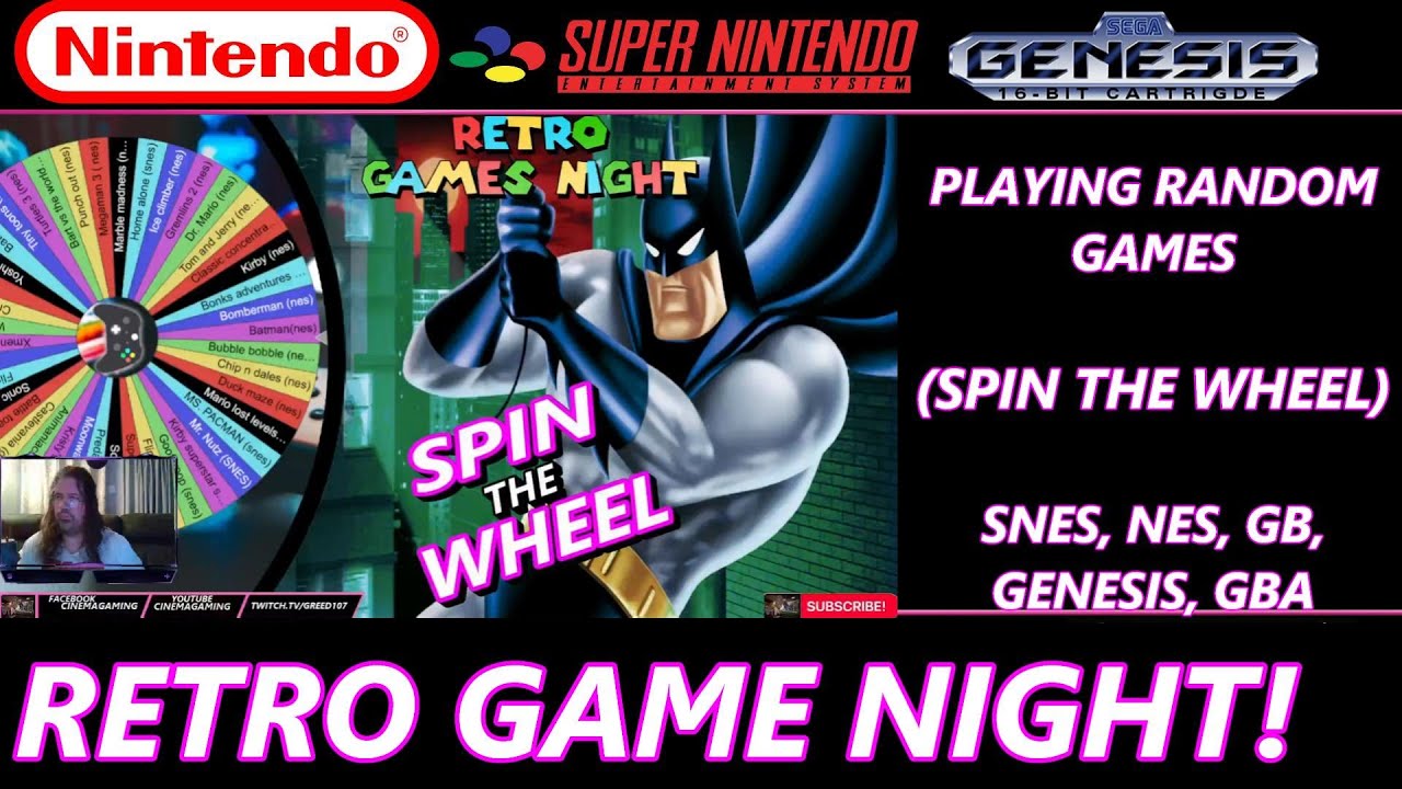 RETRO GAME NIGHT! (SPIN THE WHEEL) NES,SNES.GENESIS.GB.GBA.GC.PS2
