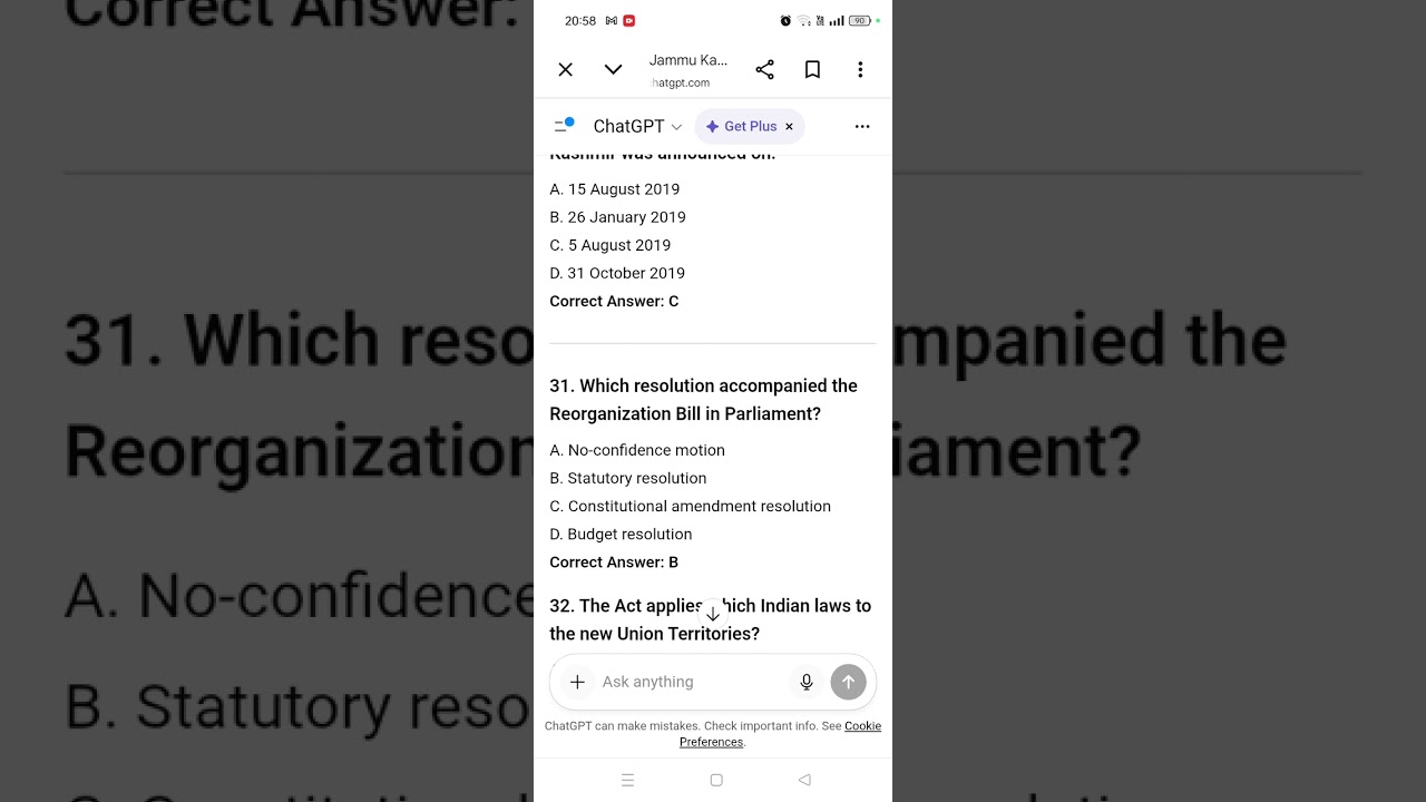 40 important MCQs on Jammu and Kashmir reorganization act ,2019 | covers all information about act