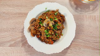 How to cook bulgur with mushrooms. Fast, nourishing and delisious vegan recipe!