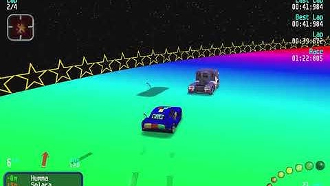 Re-Volt Custom Track Rainbow Road by Floke901, 16 Cars 4 Laps & Pickups!