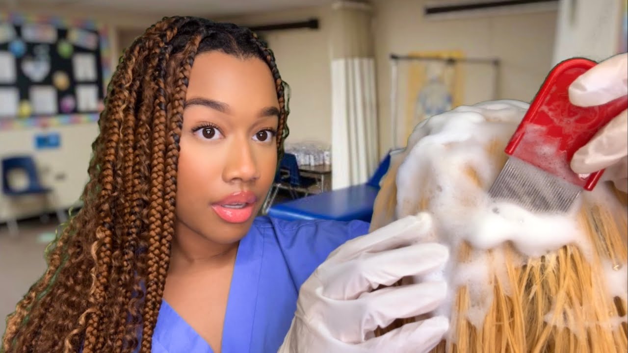 ASMR School Nurse Lice Check Role-play 🪲🔦 Lice Check Removal ASMR (Classic Lice Check)