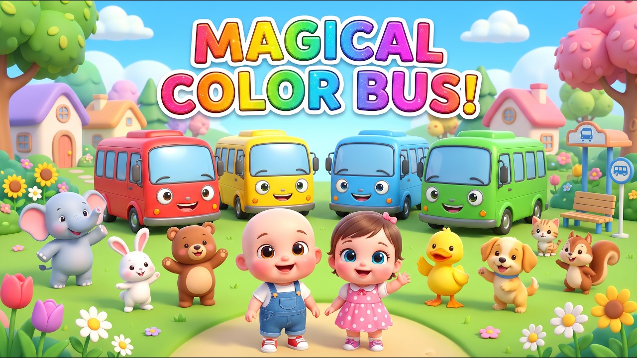 The Magical Color Bus! 🚌🌈 | Red, Yellow, Blue & Green | Kids Songs ...
