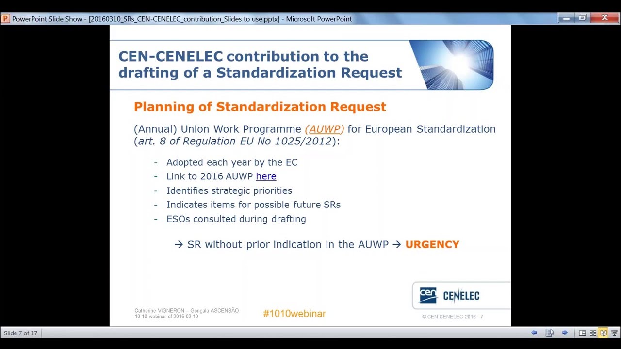 CEN and CENELEC 10-10 webinar: contribution to the drafting of a ...