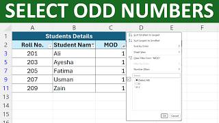 How to Select Odd Numbers in Excel | MOD Function Excel Trick
