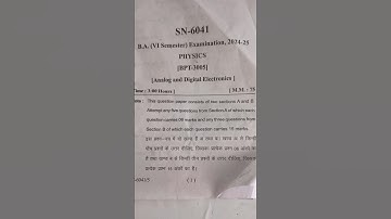 #bsc 6th semester ka #physics #analog and digital electronics ka paper 2025-2026 #viralshorts #study