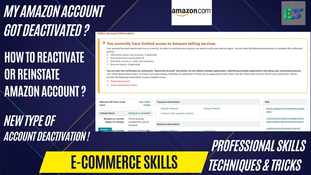 My Amazon Account Got Deactivated ! How To Reactivate / Reinstate