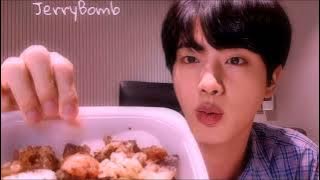 [BTS ASMR] Seokjin || mukbang || eating spicy chicken, noodles, fried egg and kimchi ||