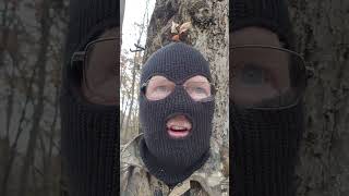 Cold in the deer stand with snow falling and wind blowing #deerstand #hunting #deerhunting