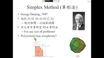 許志華 最佳化和機器學習 2-2-4 Simplex Method (單形法)