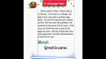 The strange hen moral story in English