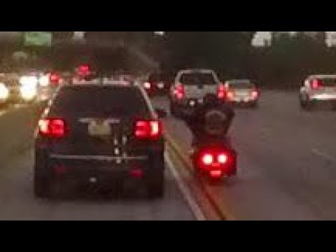 Hell's Angel gets angry on the 91 freeway
